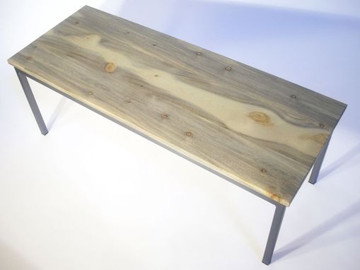 Custom Made Blue Pine + Sanded Steel Coffee Table