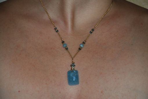 Custom Made Aquamarine Solid Gold Necklace