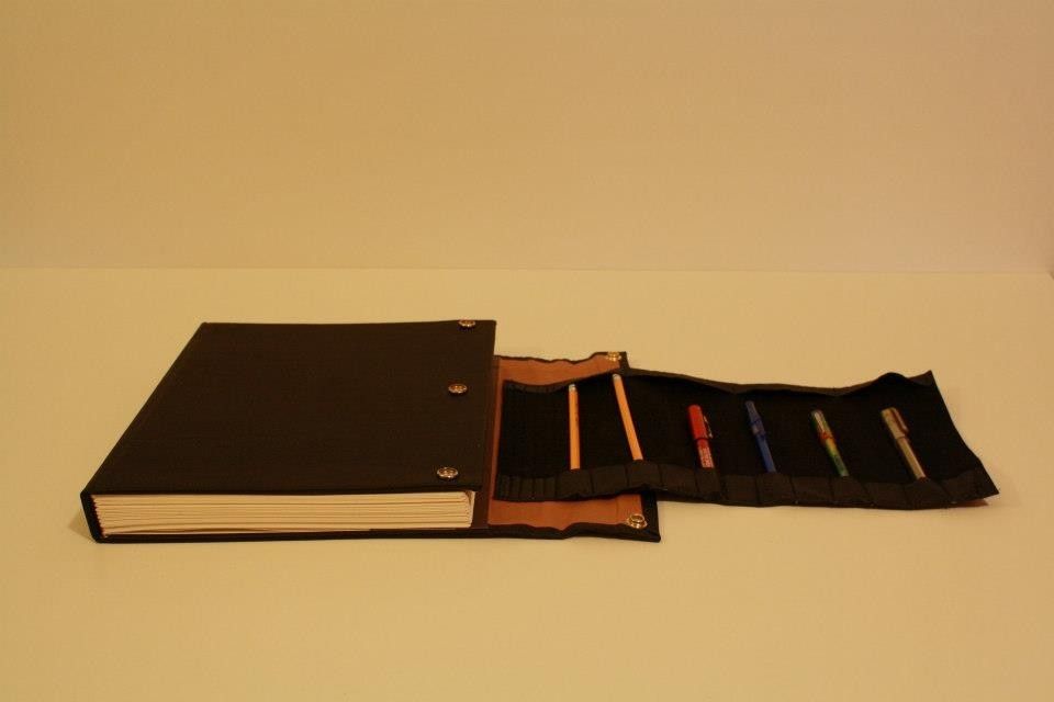 Hand Crafted Vegan Vinyl Sketchbook With Stitch Detailing And Pencil ...