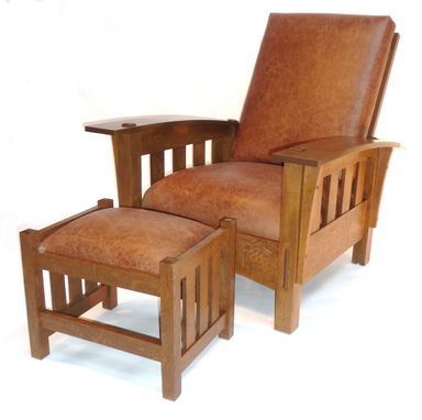 Custom Made Bow Arm Arm Morris Chair With Footstool