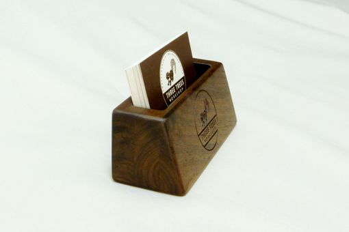 Custom Made Solid Walnut Business Card Holder, Option For Custom Engraving