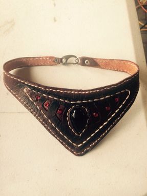 Custom Made Leather Choker With Sworski Crystals