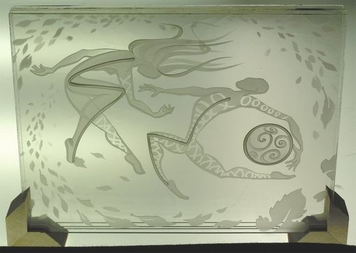 Custom Made Scribble Decorative Art Glass Multi Layered Stacked Sandblasted Images