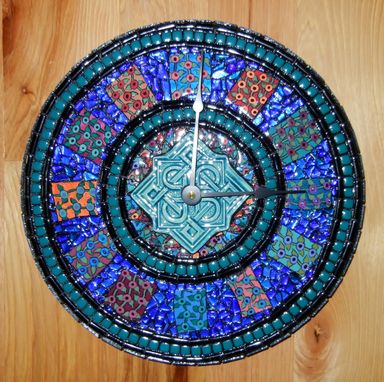 Custom Made Turquoise, Black, & Blue Celtic Mosaic Clock