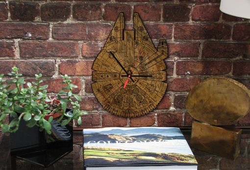Custom Made Millennium Falcon Laser-Cut Wooden Clock