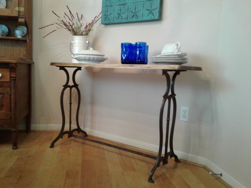 Custom Made Live Edge Walnut Slab Table With Turquoise Inlay