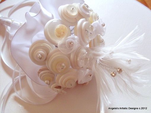 Custom Made Cream And White Buttons Mini Bridal Bouquet