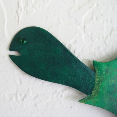 Custom Made Handmade Upcycled Metal Green Turtle Wall Art Sculpture "Charlie''