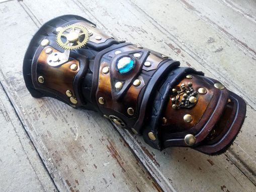 Custom Made Brown And Brass Steampunk Leather Vanbrace