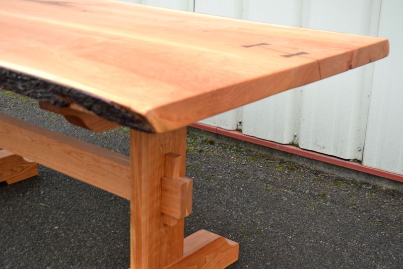 Hand Crafted Live Edge Cherry Dining Table With Trestle Base By Corey Morgan Wood Works 1405