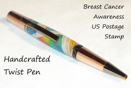 Custom Made Handcrafted Breast Cancer Us Postage Stamp Twist Pen