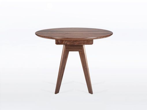 Custom Made Round Extendable Dining Table In Your Choice Of Solid Walnut, Cherry, Mahogany Or Oak Wood, "Sister"