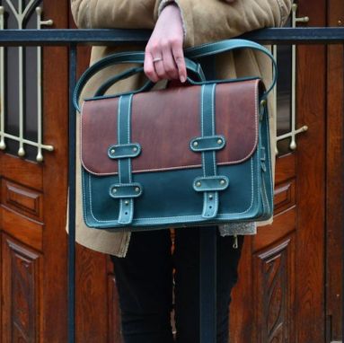 Custom Made Leather Messenger Bag Women/Laptop Messenger Bag Men/Leather Briefcase