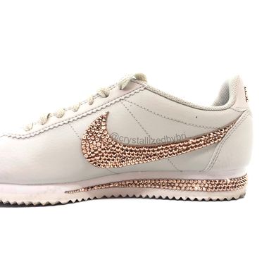 Custom Made Nike Crystallized Classic Cortez Women's Sneakers Bling European Crystals Bedazzled Rose Gold