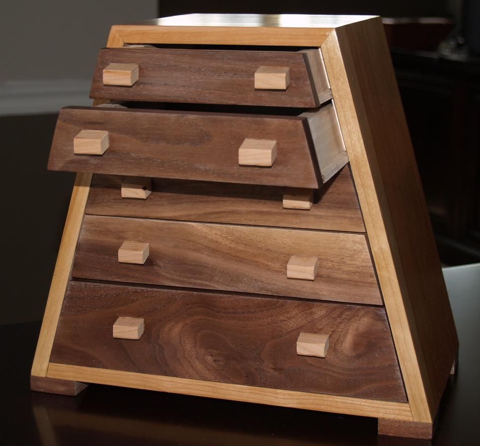 Cherry Wood Valet Box with Eagle Lid American Handcrafted Walnut 