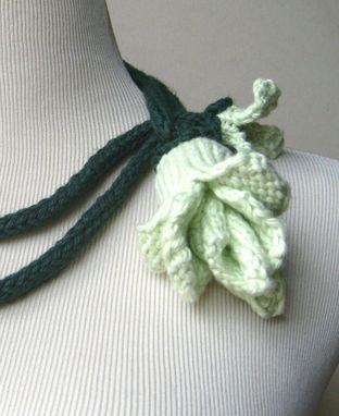 Custom Made Corn Rose Lariat - In Mint Green / Floral Art Scarf