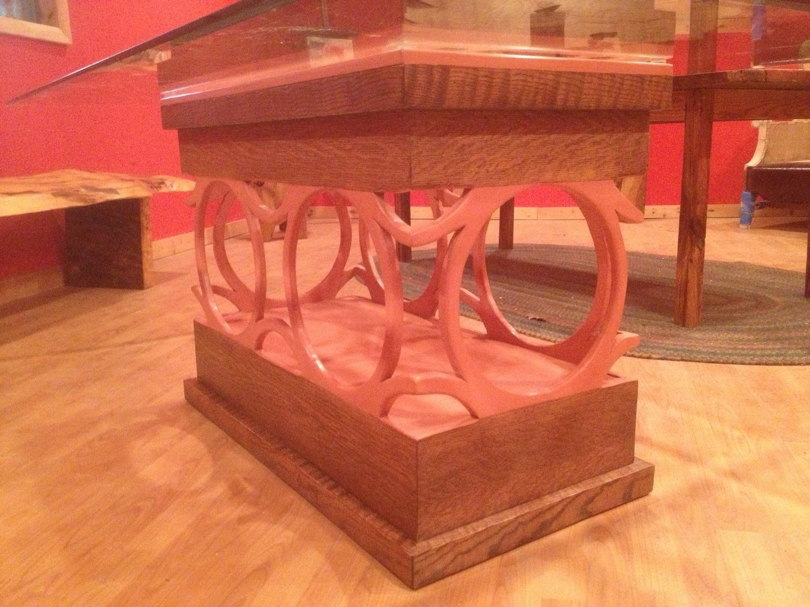 Hand Made White Oak And Glass Dining Room Table by Brenda Hall Wood
