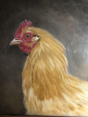 Custom Made 11x14 Original Oil Painting Of Buff Orpington Chicken