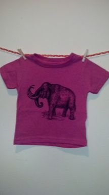 Custom Made Sale Woolly Mammoth Screen Printed T Shirt, Black Ink On Pink Shirt, Child's 18 Month