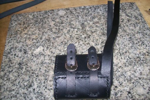 Custom Made Custom Leather Wristband In Black