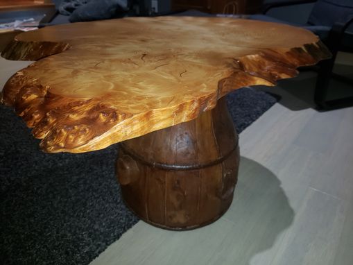 Custom Made Coffee Or End Table- Redwood Cookie Wood Slab