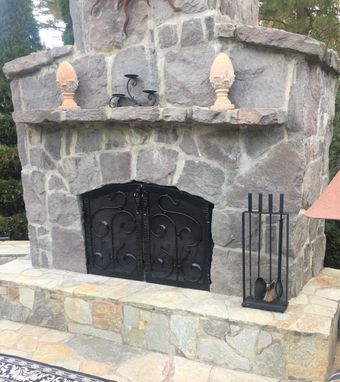 Custom Made Arch Top Hinged Fireplace Screen With Mesh