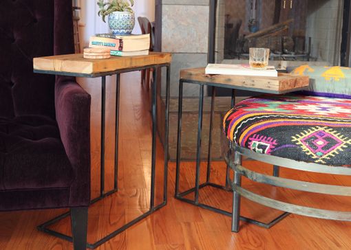 Custom Made Streeterville Side Tables // End Tables // Reclaimed Wood & Steel