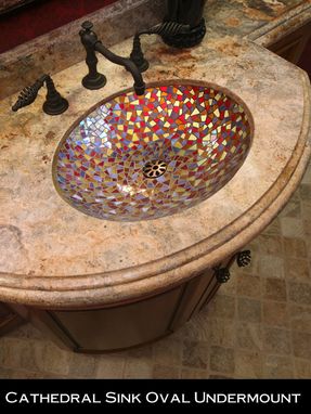 Custom Made Autumn Crystals Mosaic Glass Bathroom Sink
