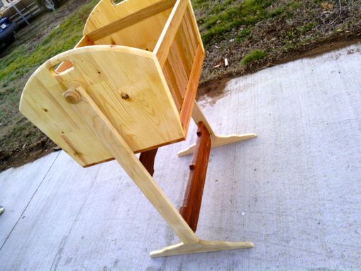 Custom Made Wooden Rocking Cradle In Cherry, Oak, And Pine