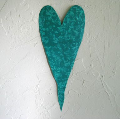 Custom Made Handmade Upcycled Metal Valentine's Heart Wall Decor In Teal