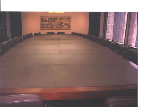 Custom Made Leather Wrapped Conference Room Table