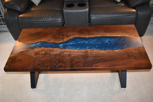 Custom Made Claro Walnut Epoxy River Table