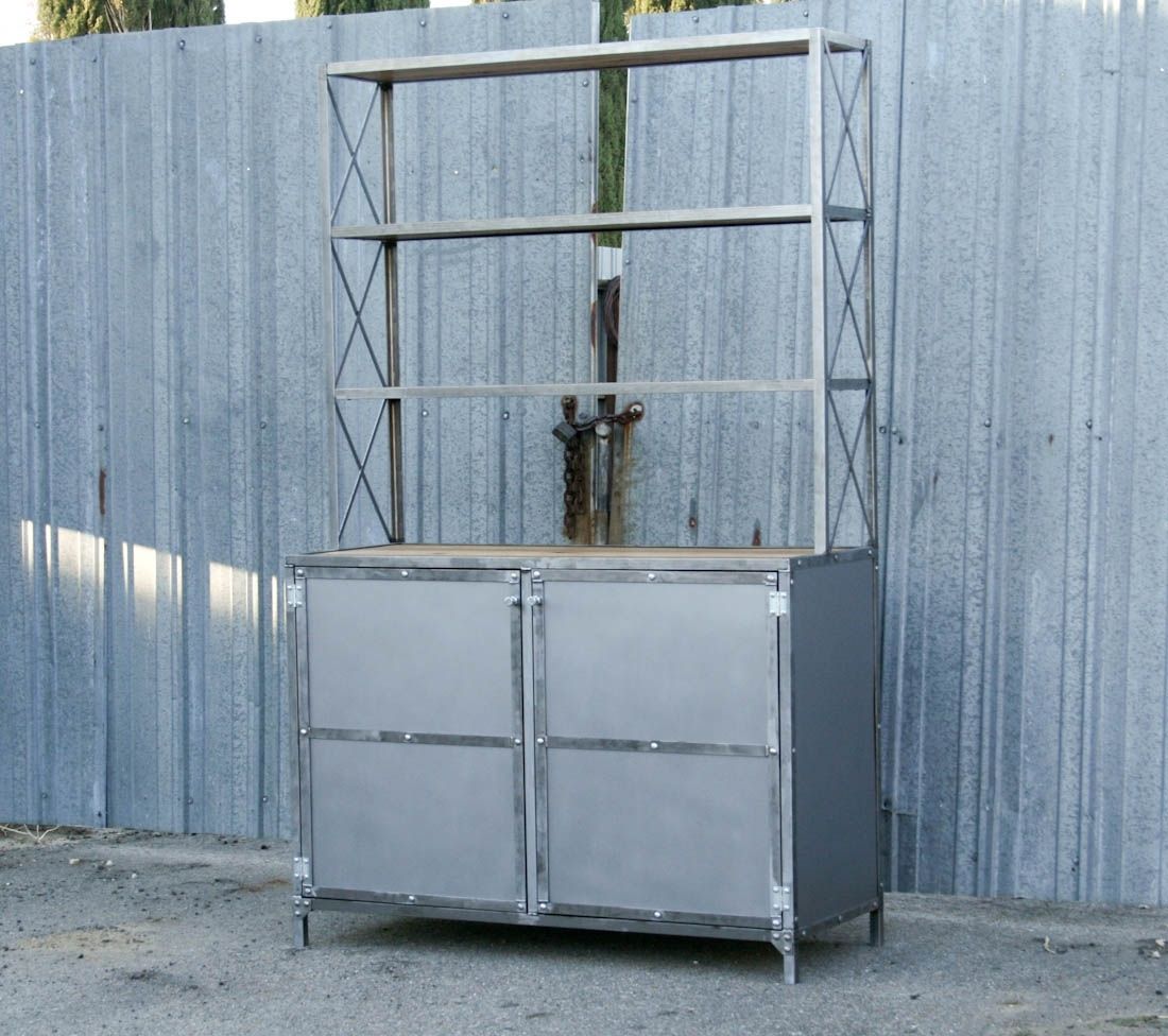 Buy a Handmade Vintage Industrial Hutch/Buffet With Shelves. Urban