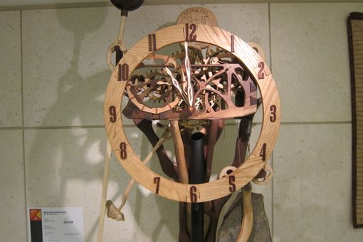 Custom Made Hand Carved Wooden Gear Clock