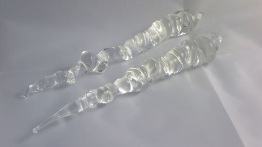 Custom Made Hand-Blown Clear Glass Icicle Holiday Ornament