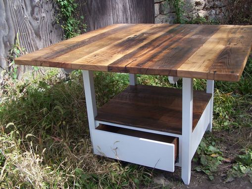 Custom Made Reclaimed Wood Kitchen Table With Storage Base