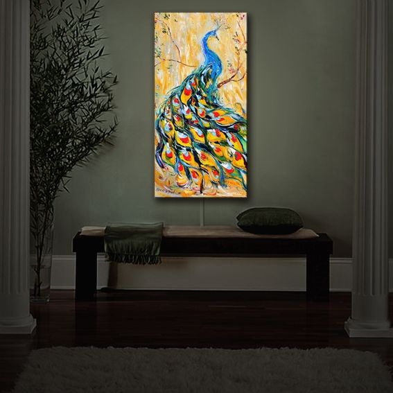 Custom Illuminated Wall Art: Luminous Peacock By Karen Tarlton by ...