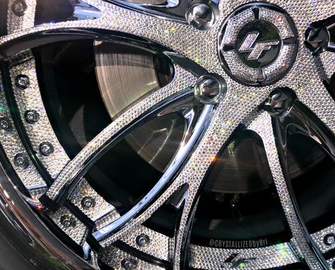 Custom Made Custom Crystallized Wheels Set Of 4 Rims Car Bling Genuine European Crystals Bedazzled
