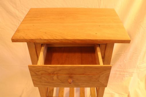 Custom Made Cherry Shaker Style Nightstand / End Table With Drawer And Shelf