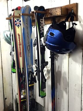 Custom Made Rustic Ski Rack, Napa Valley Wine Barrel Staves, Reclaimed Wood