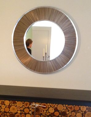 Custom Made Straw Marquetry Mirror Bronze Color
