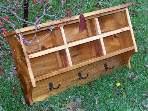 Custom Made Reclaimed Pine Coat Rack Shelf With 6 Cubbies