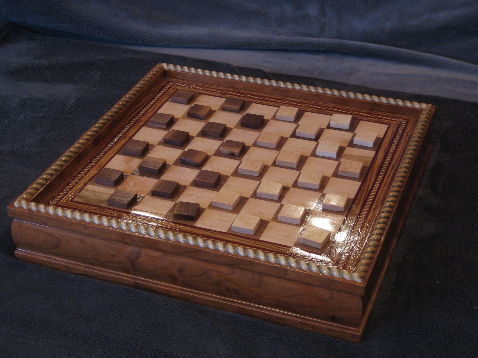 Hand Crafted Tabletop Checker/ Chess Board by Gerspach Handcrafted