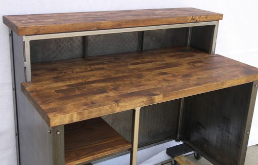 Custom Made Modern Industrial Reception Desk, Urban Steel & Wood Desk