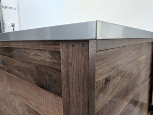 Custom Made Custom Reception Desk From Walnut And Stainless Steel