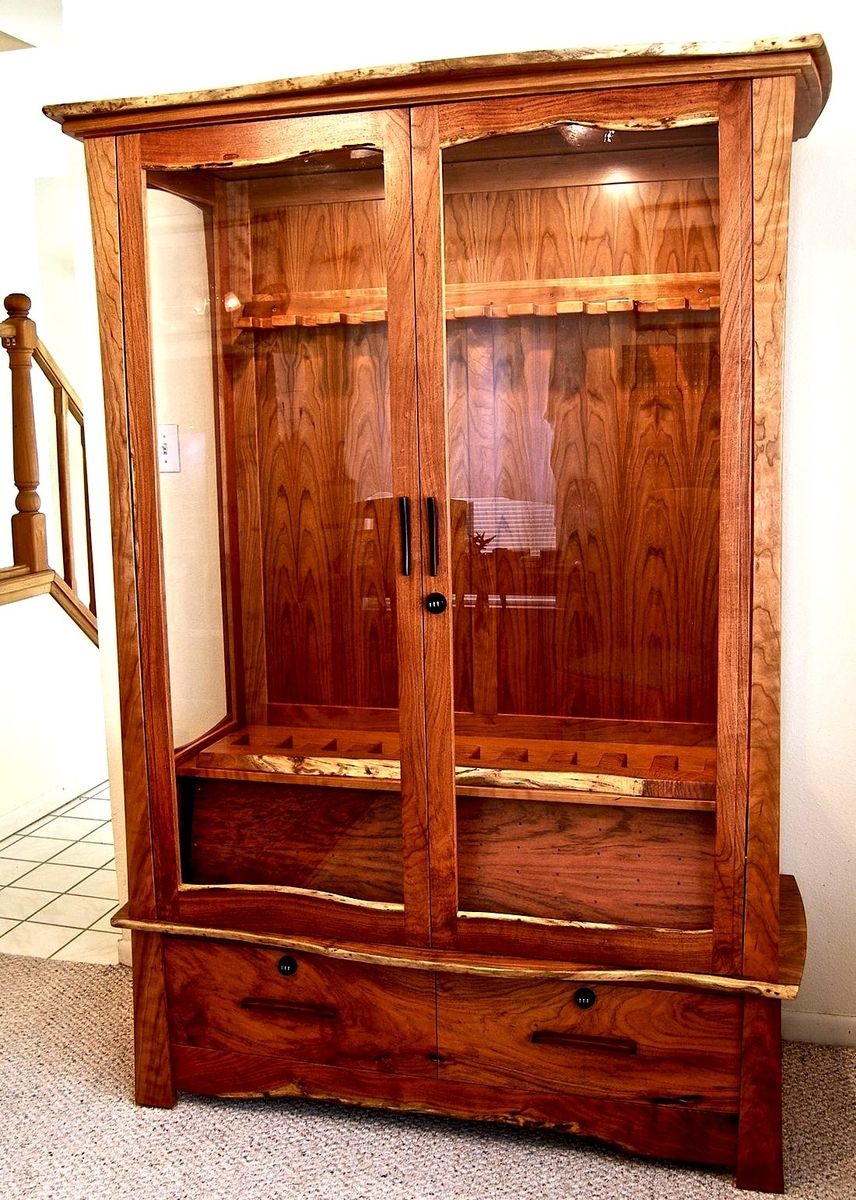 Hand Crafted Mesquite &amp; Cherry Gun Cabinet by Louis Fry ...