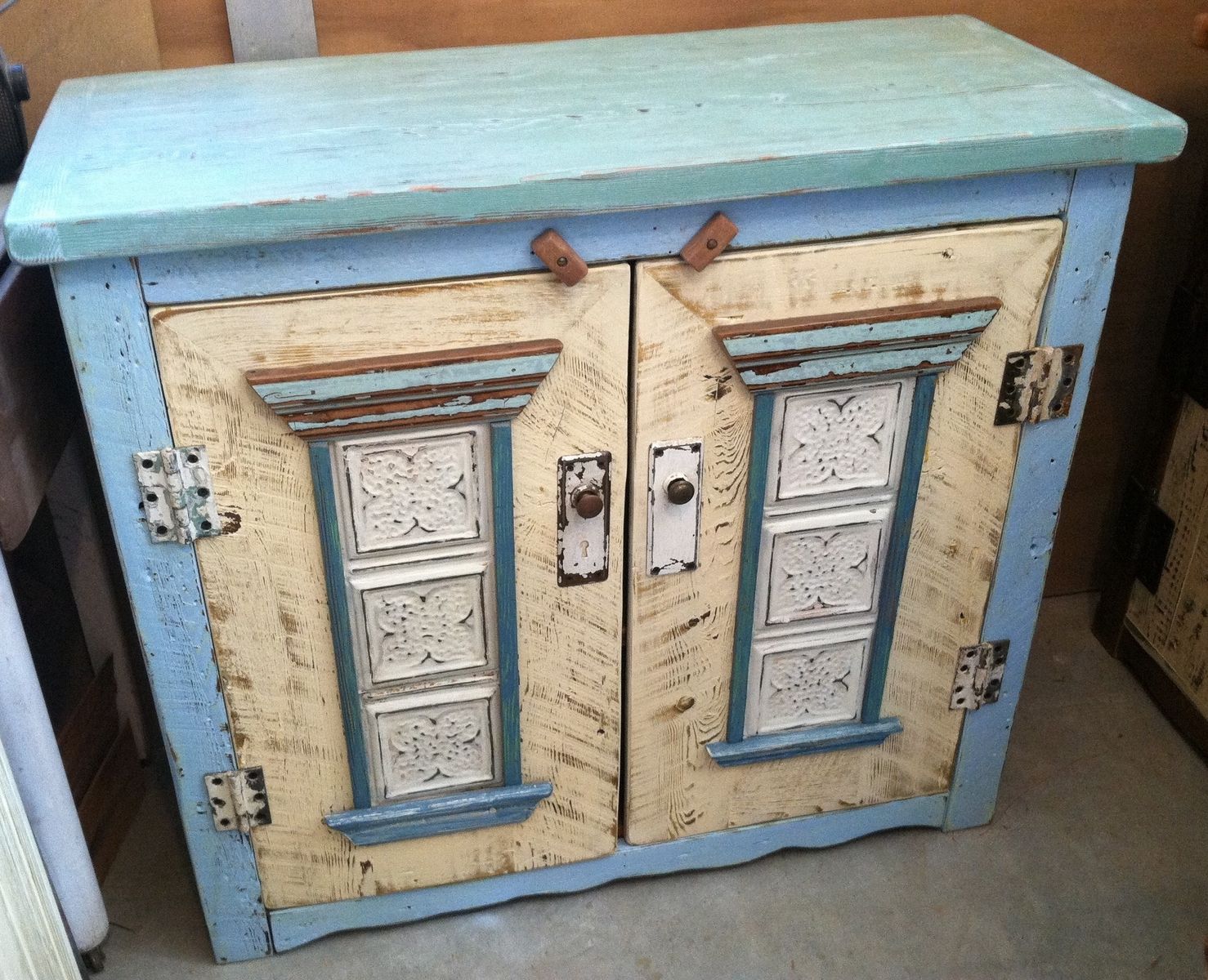 Custom Made French Blue Media Cabinet By Demolition Revival