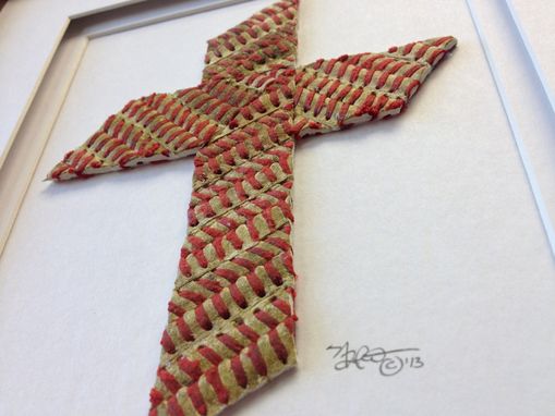 Custom Made Baseball Seams Cross Artwork - Made Of Actual Used Baseballs