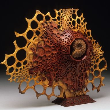 Custom Made Free-Standing Wood Sculpture "Ammonite"