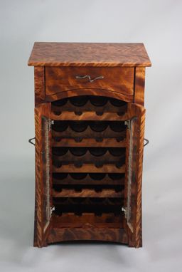 Custom Made Custom Flame Birch Wine Cabinet